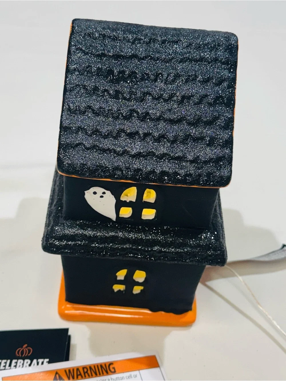 Celebrate Together Halloween Haunted House Blinking LightUp Black Orange NWT